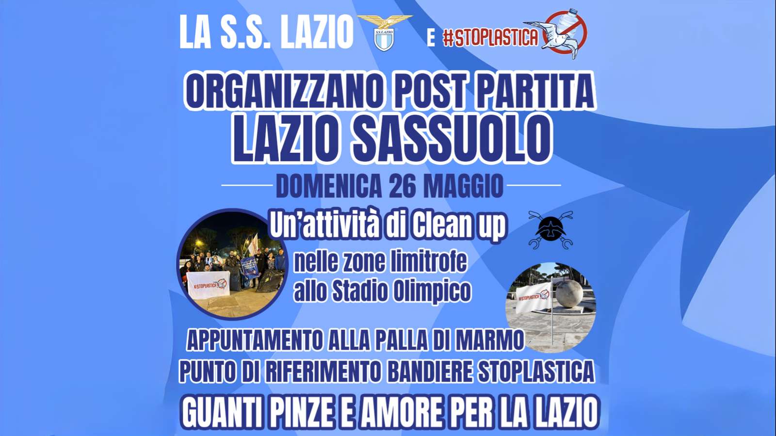 Lazio Sassuolo Clean Up dopo la partita dell’Olimpico Lazio Sassuolo Clean Up dopo la partita dell’Olimpico